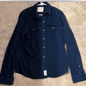 Abercrombie & Fitch Navy Blue Button-Up Shirt size large